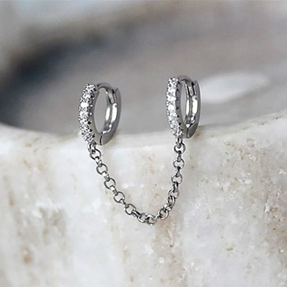 Double Hoop Chain Earrings - Picture 9 of 11